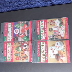 Plaid Rub-On Transfers 4 Unopened Christmas Themed Sets Bear Cow Stocking